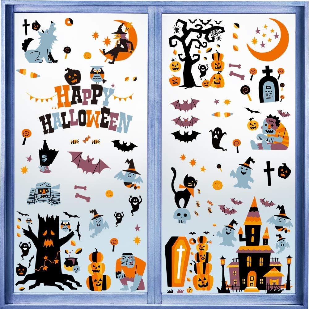 CCINEE Halloween Window Stickers - 10 Sheets Window Clings Decals for Party Decoration, Indoor & Outdoor Home Decor